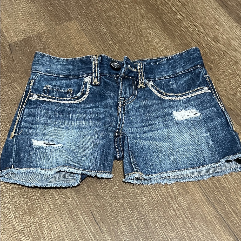 Daytrip Blue Distressed Jean Shorts